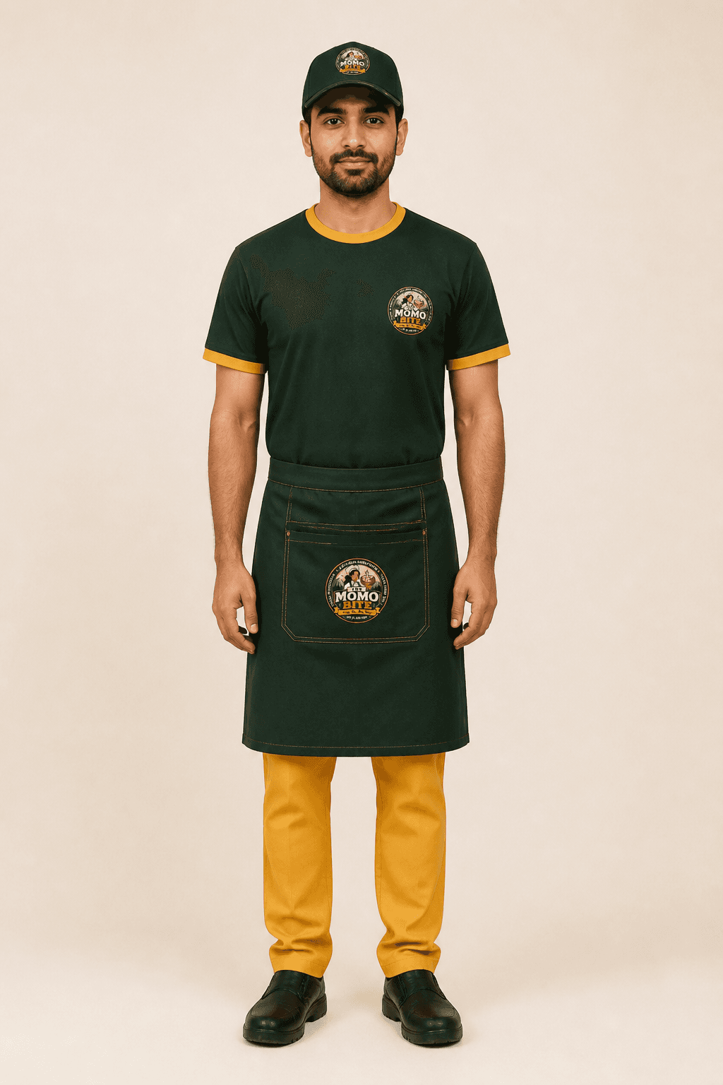 The Momo Bite male uniform — Front