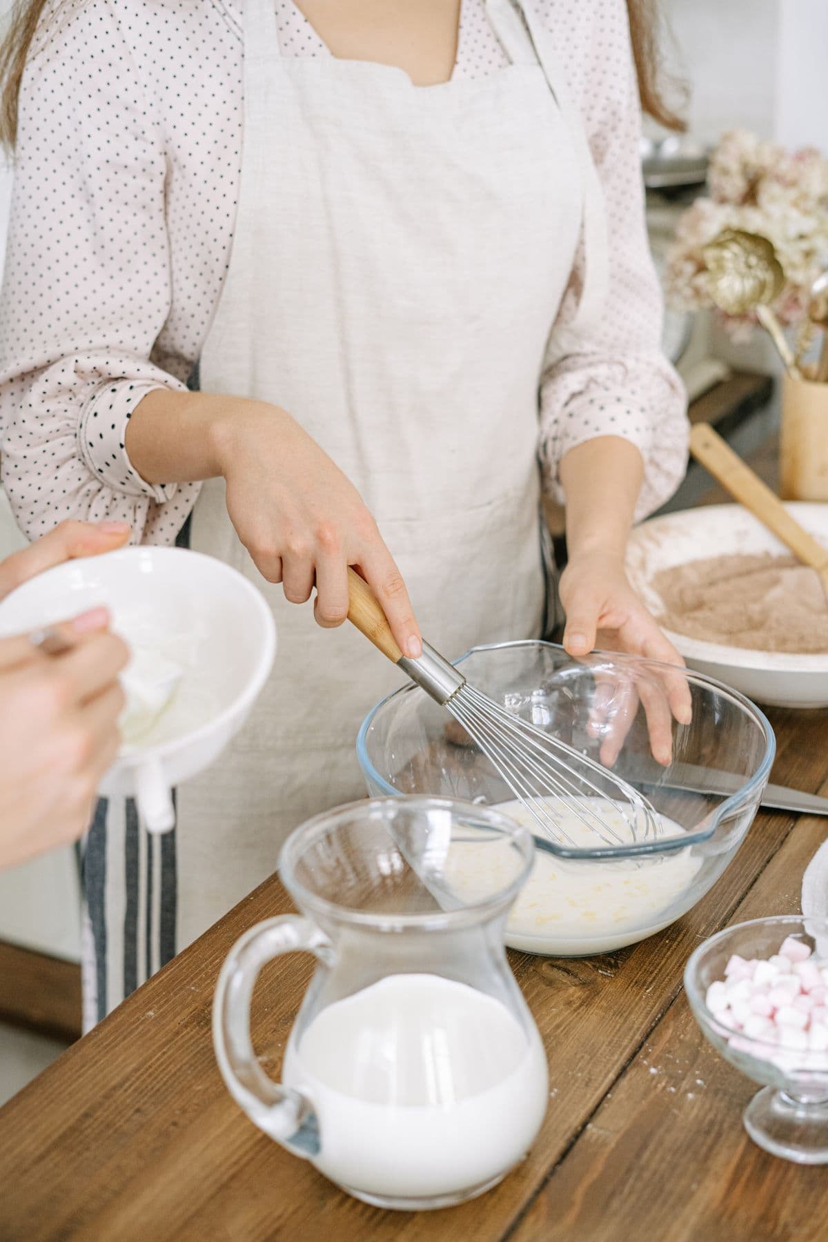 Homemade mayonnaise whisked fresh in the kitchen